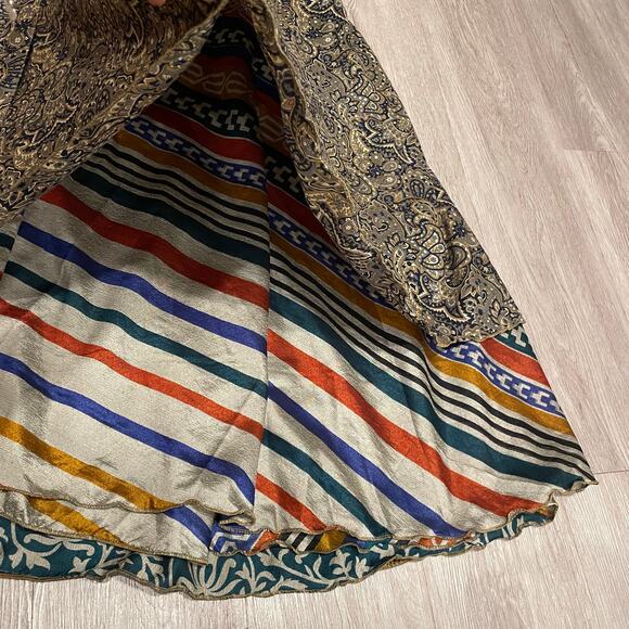 Womens Wrap Skirt M Boho Vacation Cruise Flowy Indie Hippie Colorful Silk - Picture 6 of 9